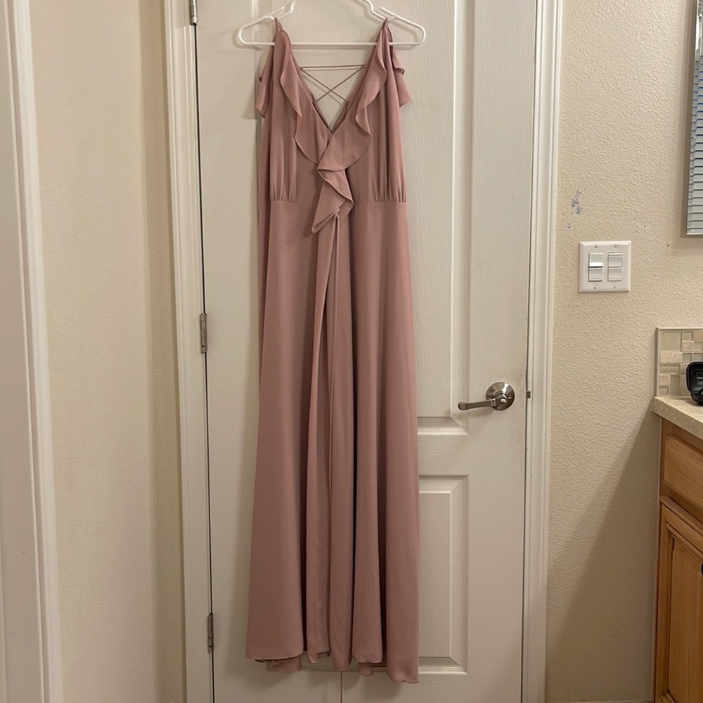 Beautiful blush pink formal wrap dress